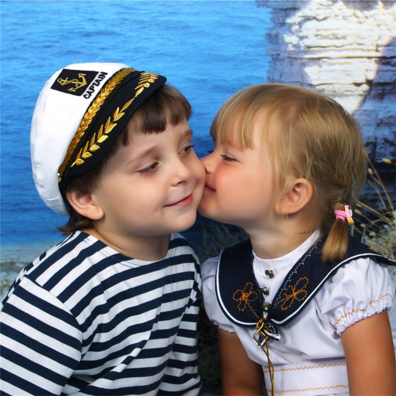 D-Fokes 2 Pieces Navy Marine Admiral Style Hat - Adjustable Ship Sailor Cap Yacht Boat Captain Hat Funny Party Hats for Adult Costume Accessory - Image 4